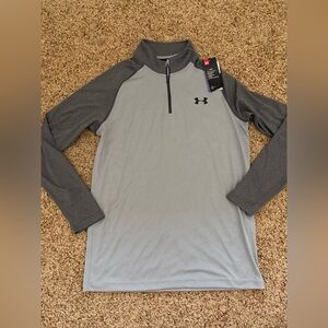 NWT Under Armour Gray 1/4 Zip Long Sleeve Pullover Heatgear Size Small